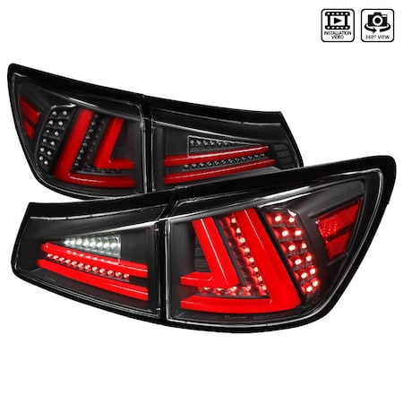 Spec-D Tuning 06-08 Lexus Is250 LED Tail Lights- Blackhousing LT-IS25006JRLED-TM